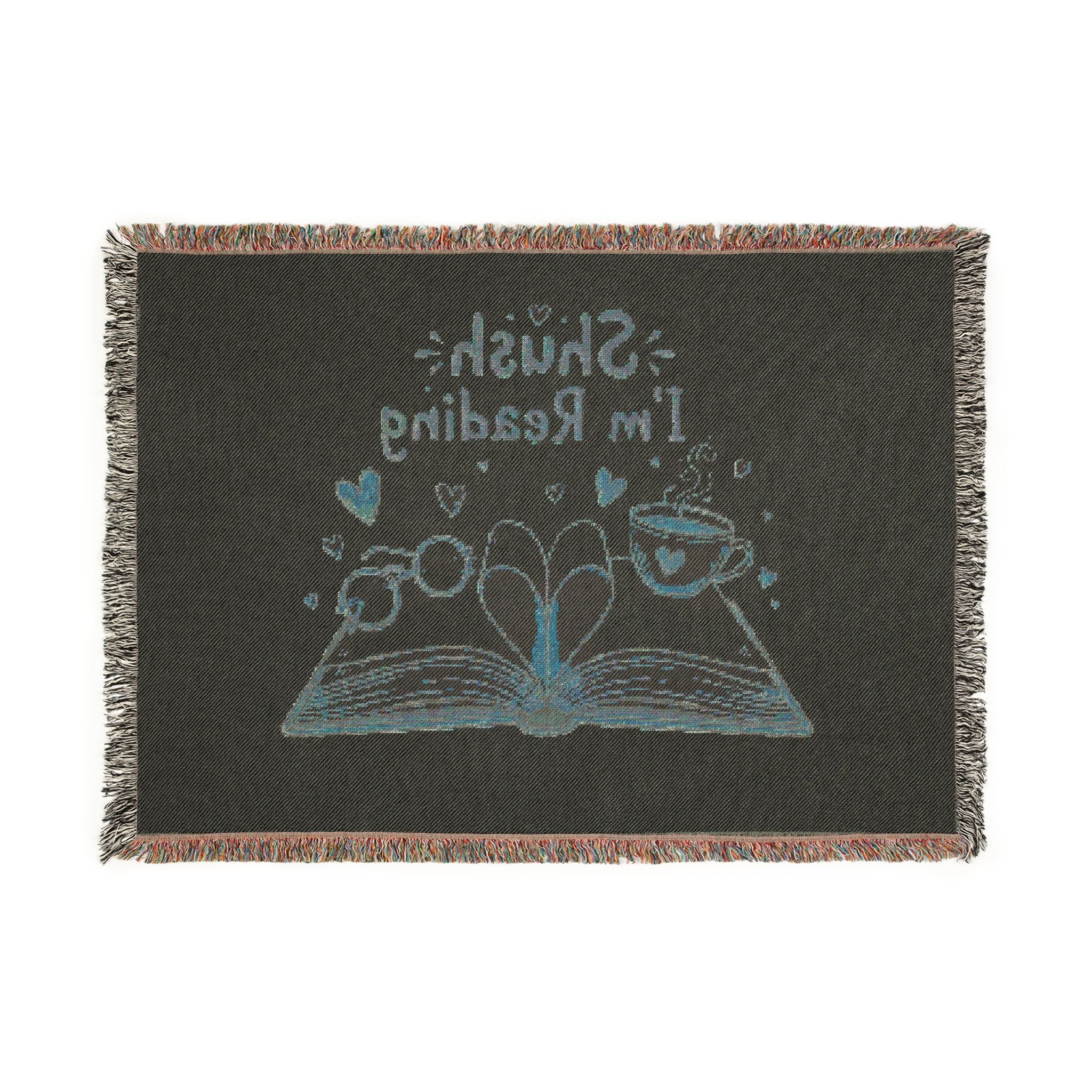 Woven Blanket "Shush I'm Reading" Cozy Book Lover Throw