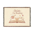 Woven Blanket "Shush I'm Reading" Cozy Book Lover Throw