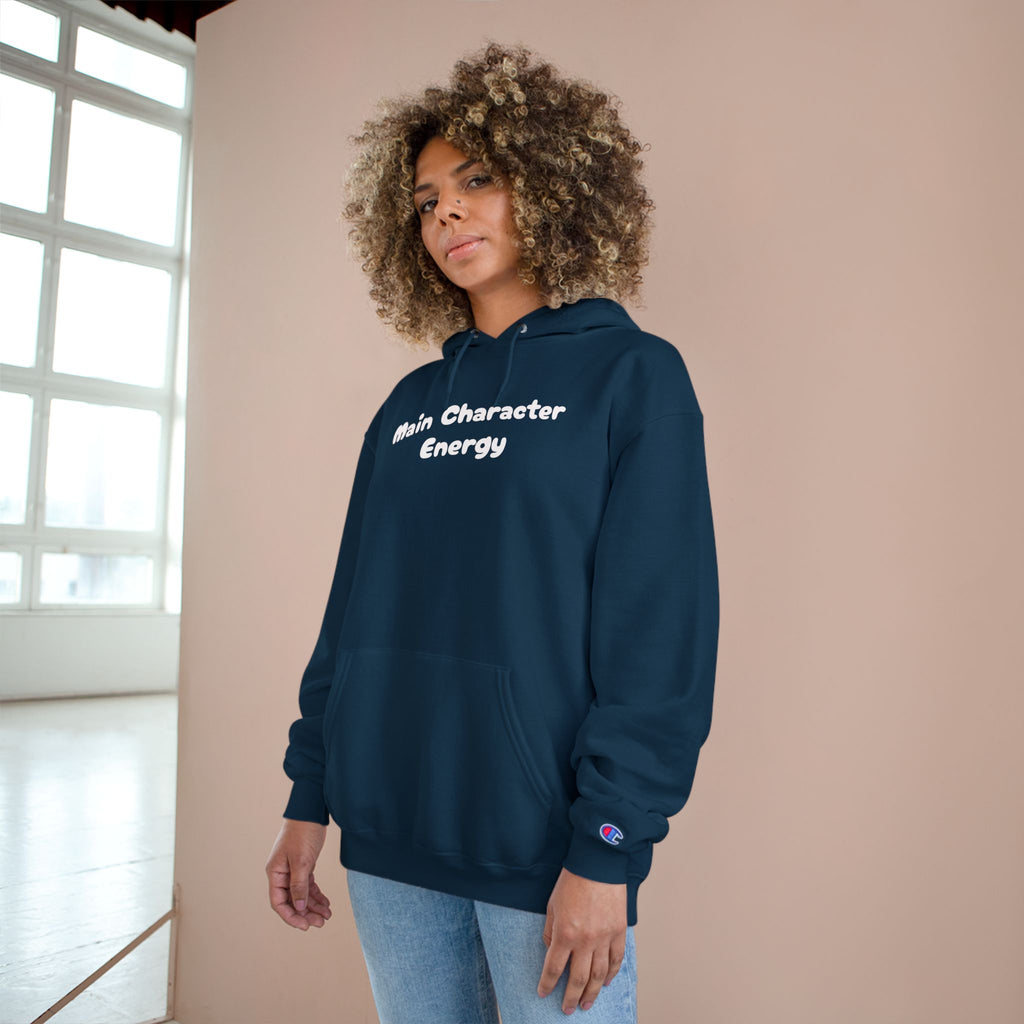 Main Character Energy Hoodie — Champion-Style White Pullover