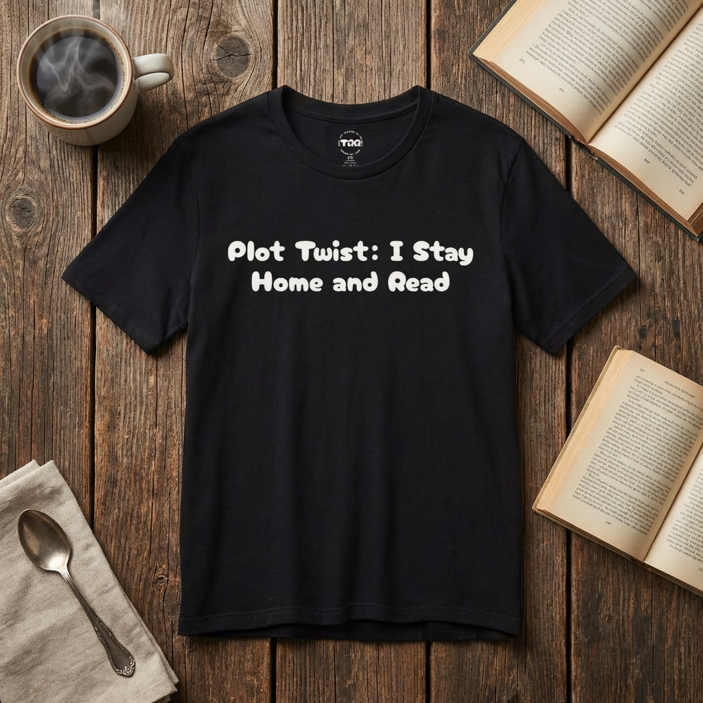 T-Shirt — “Plot Twist: I Stay Home and Read” Book Lover Tee