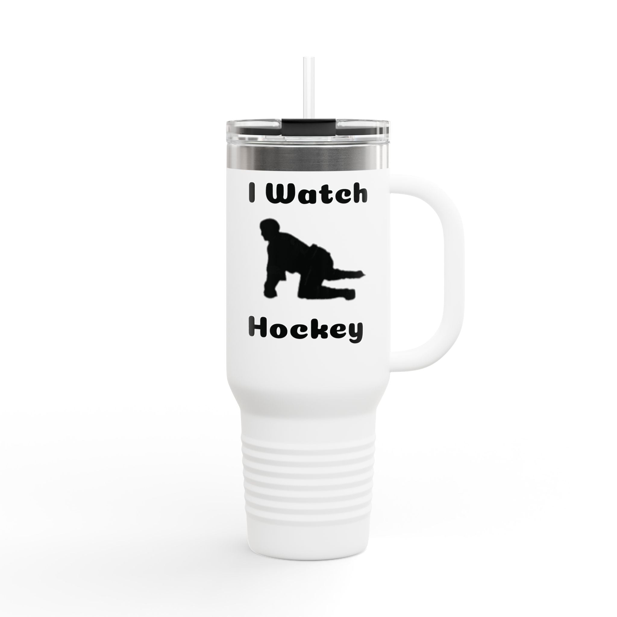 40oz Insulated Travel Mug — "I Watch Hockey" Silhouette Tumbler