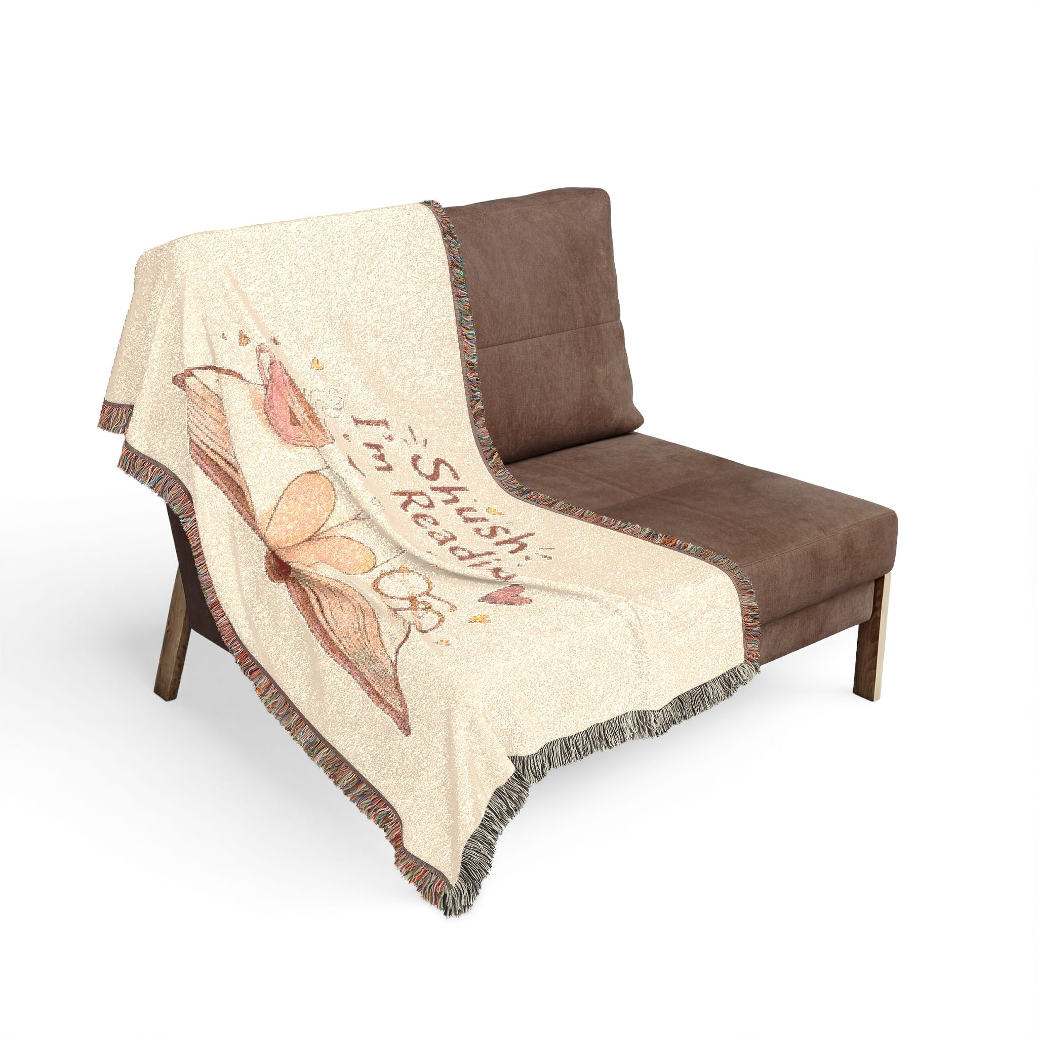 Woven Blanket "Shush I'm Reading" Cozy Book Lover Throw